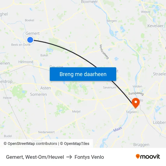 Gemert, West-Om/Heuvel to Fontys Venlo map