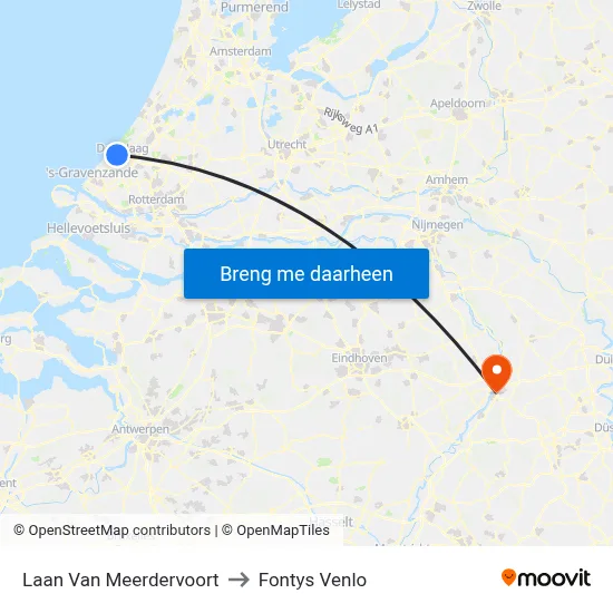 Laan Van Meerdervoort to Fontys Venlo map
