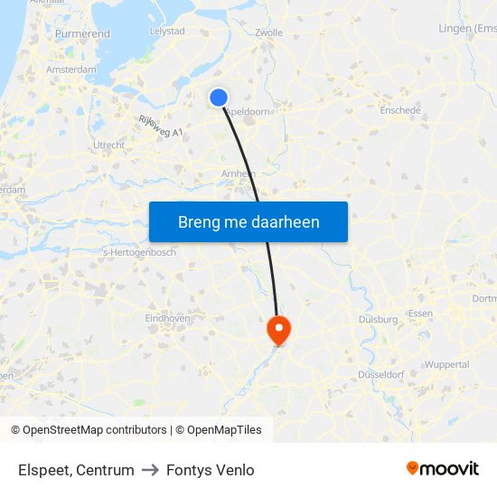Elspeet, Centrum to Fontys Venlo map