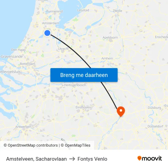 Amstelveen, Sacharovlaan to Fontys Venlo map