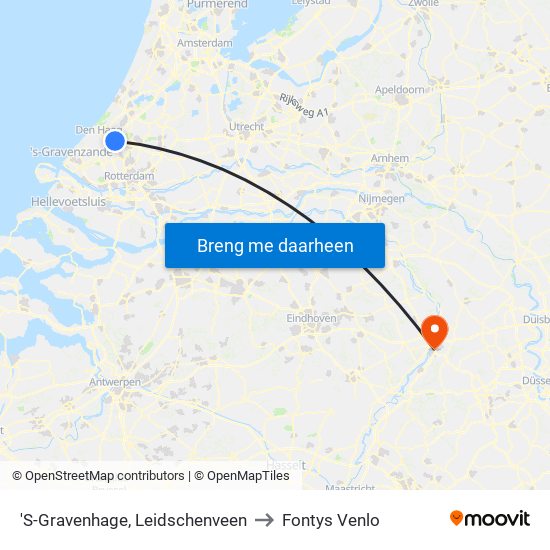 'S-Gravenhage, Leidschenveen to Fontys Venlo map