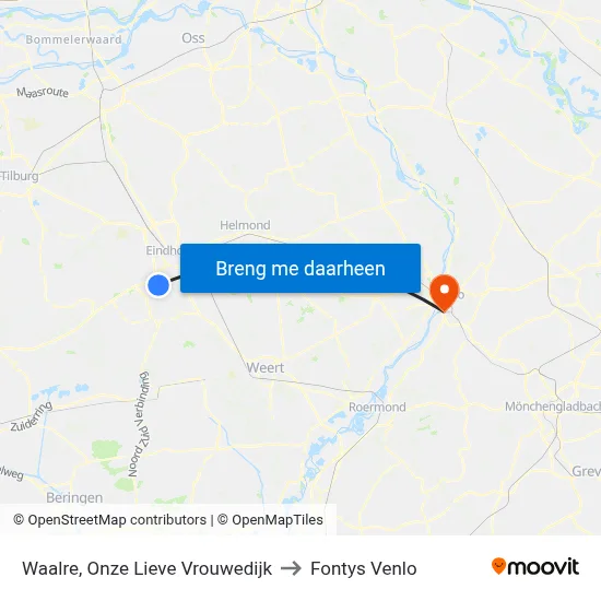 Waalre, Onze Lieve Vrouwedijk to Fontys Venlo map