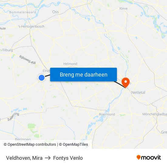 Veldhoven, Mira to Fontys Venlo map