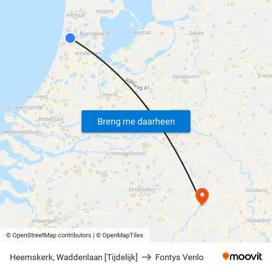 Heemskerk, Waddenlaan [Tijdelijk] to Fontys Venlo map