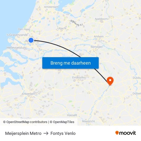 Meijersplein Metro to Fontys Venlo map