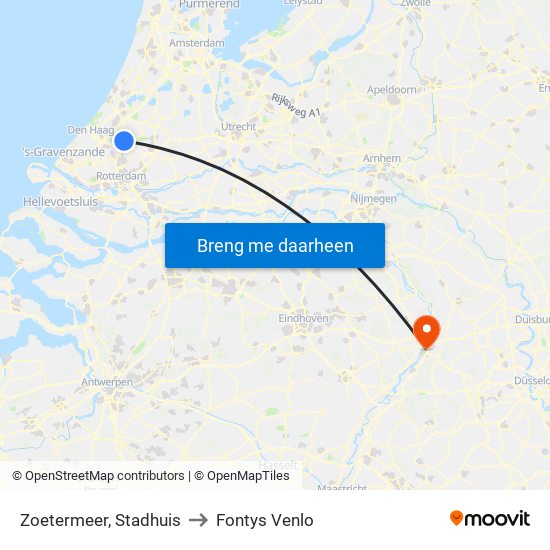 Zoetermeer, Stadhuis to Fontys Venlo map