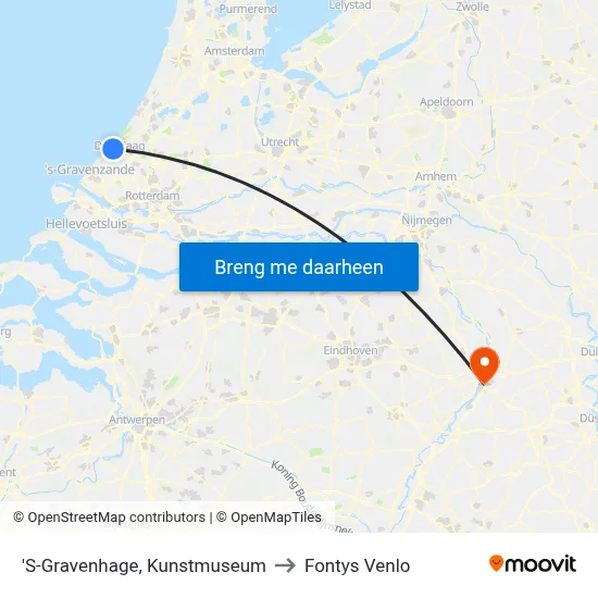 'S-Gravenhage, Kunstmuseum to Fontys Venlo map