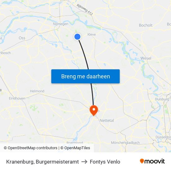 Kranenburg, Burgermeisteramt to Fontys Venlo map