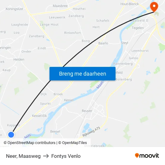 Neer, Maasweg to Fontys Venlo map