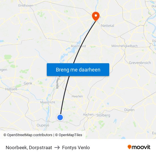 Noorbeek, Dorpstraat to Fontys Venlo map