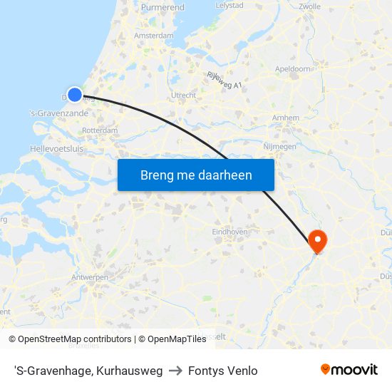 'S-Gravenhage, Kurhausweg to Fontys Venlo map