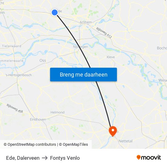 Ede, Dalerveen to Fontys Venlo map