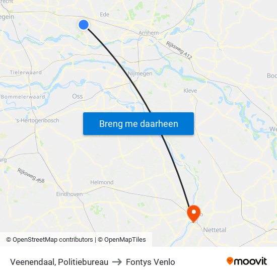 Veenendaal, Politiebureau to Fontys Venlo map