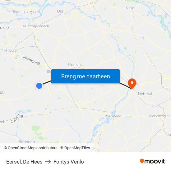 Eersel, De Hees to Fontys Venlo map