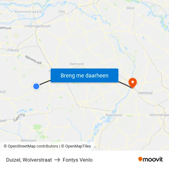 Duizel, Wolverstraat to Fontys Venlo map