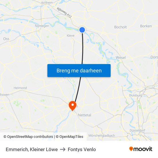 Emmerich, Kleiner Löwe to Fontys Venlo map