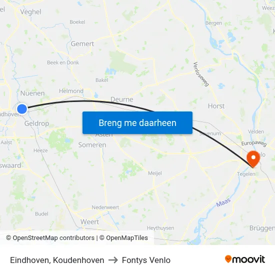 Eindhoven, Koudenhoven to Fontys Venlo map