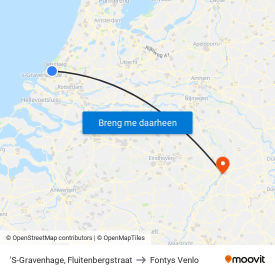'S-Gravenhage, Fluitenbergstraat to Fontys Venlo map