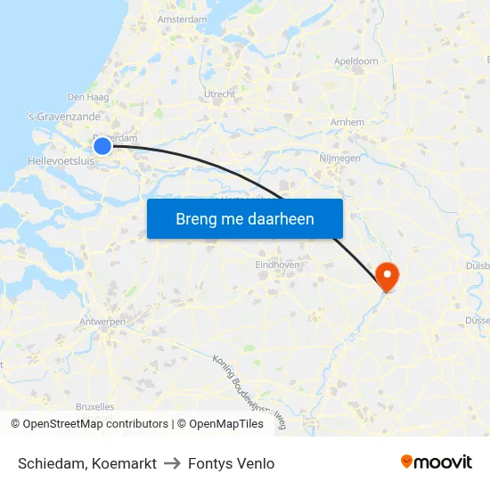 Schiedam, Koemarkt to Fontys Venlo map