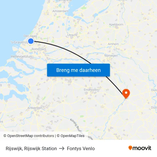 Rijswijk, Rijswijk Station to Fontys Venlo map