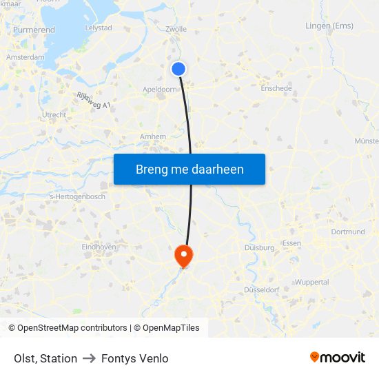 Olst, Station to Fontys Venlo map