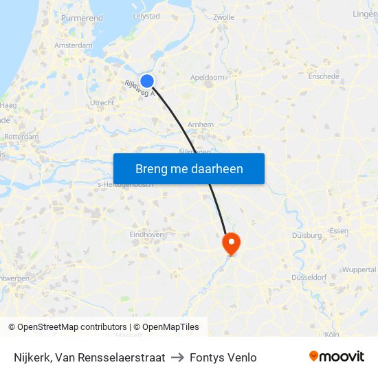 Nijkerk, Van Rensselaerstraat to Fontys Venlo map