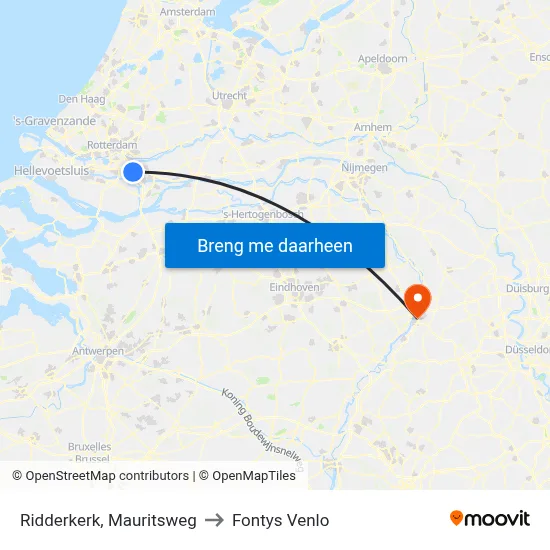 Ridderkerk, Mauritsweg to Fontys Venlo map