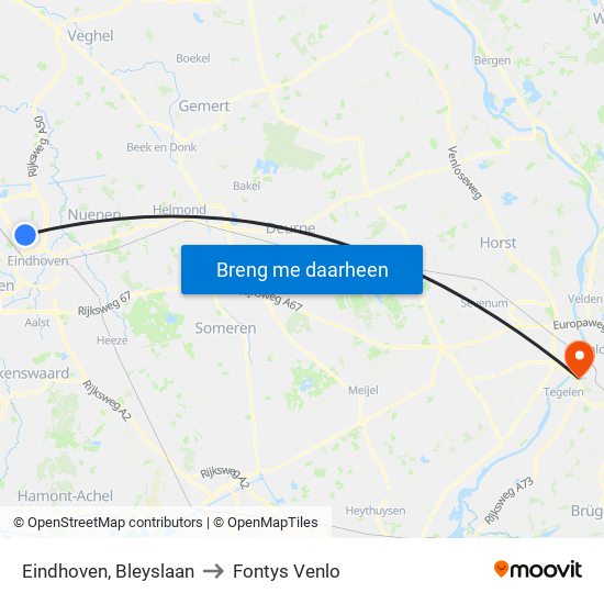 Eindhoven, Bleyslaan to Fontys Venlo map