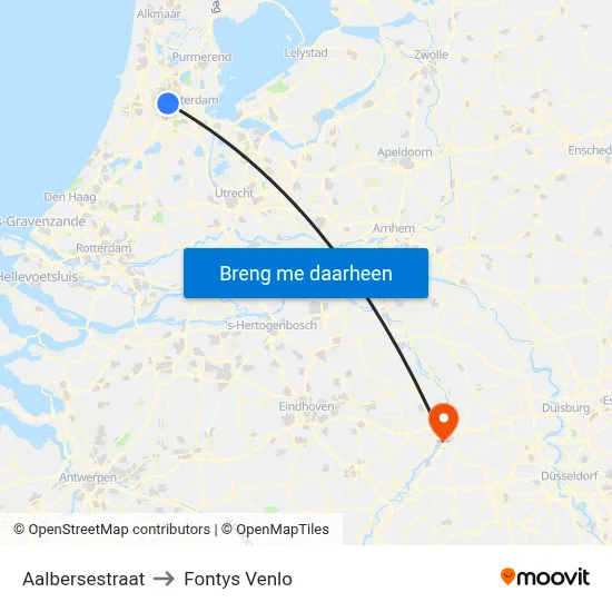 Aalbersestraat to Fontys Venlo map
