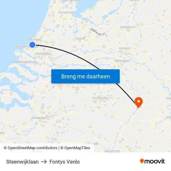 Steenwijklaan to Fontys Venlo map