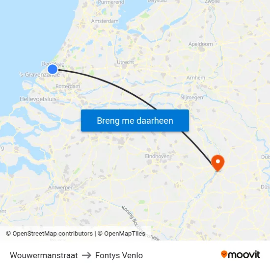 Wouwermanstraat to Fontys Venlo map