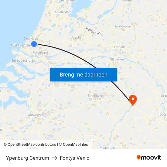 Ypenburg Centrum to Fontys Venlo map