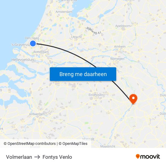 Volmerlaan to Fontys Venlo map