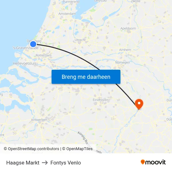 Haagse Markt to Fontys Venlo map