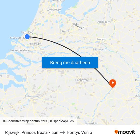 Rijswijk, Prinses Beatrixlaan to Fontys Venlo map