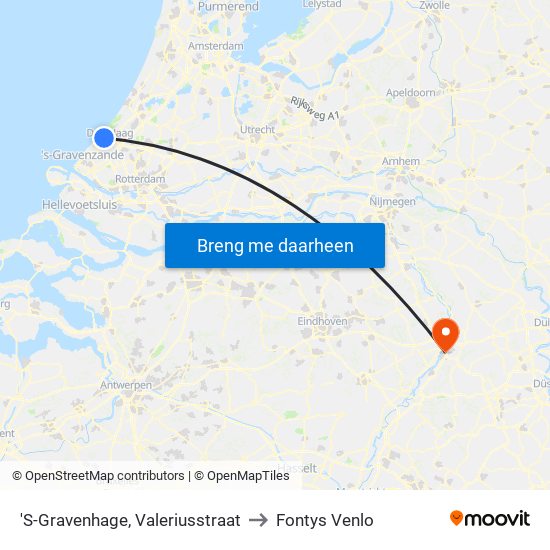 'S-Gravenhage, Valeriusstraat to Fontys Venlo map