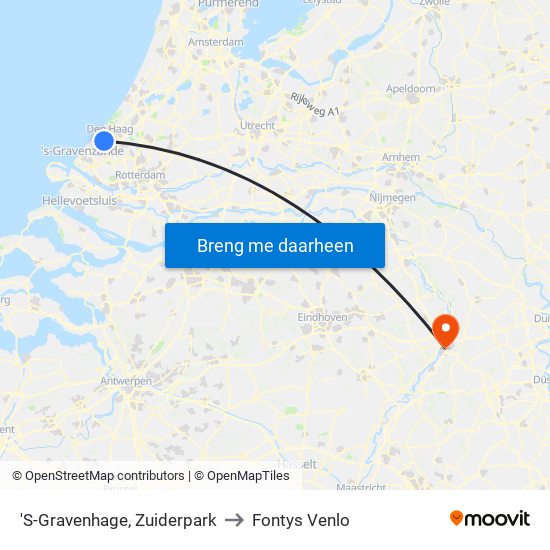 'S-Gravenhage, Zuiderpark to Fontys Venlo map