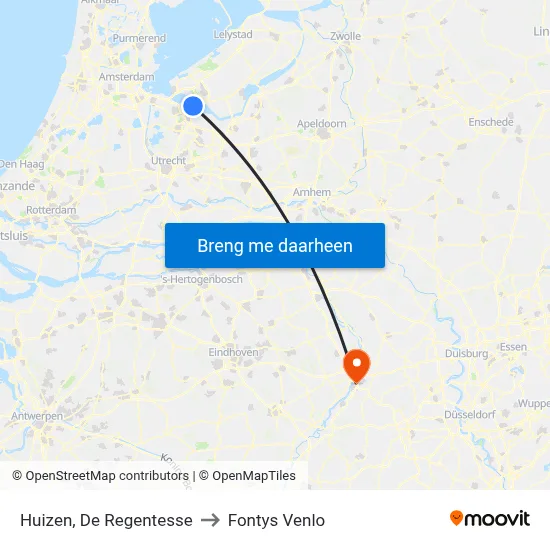 Huizen, De Regentesse to Fontys Venlo map