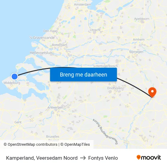 Kamperland, Veersedam Noord to Fontys Venlo map