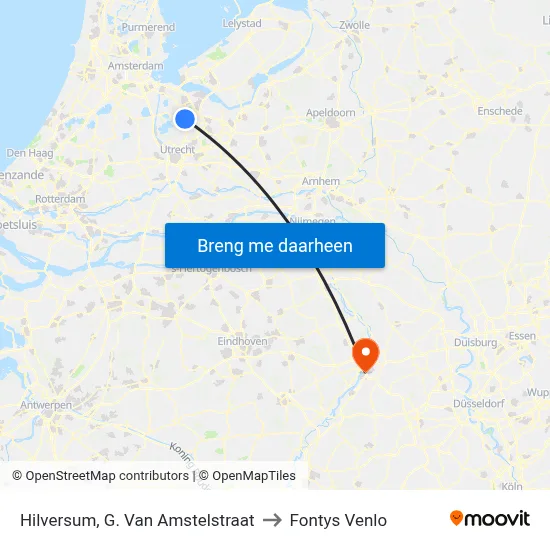 Hilversum, G. Van Amstelstraat to Fontys Venlo map
