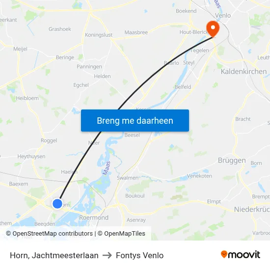Horn, Jachtmeesterlaan to Fontys Venlo map