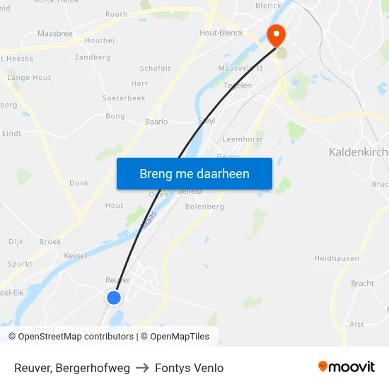 Reuver, Bergerhofweg to Fontys Venlo map