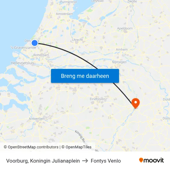 Voorburg, Koningin Julianaplein to Fontys Venlo map