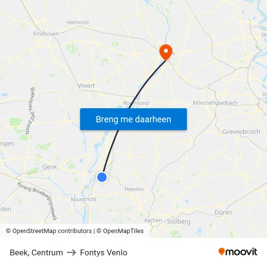 Beek, Centrum to Fontys Venlo map