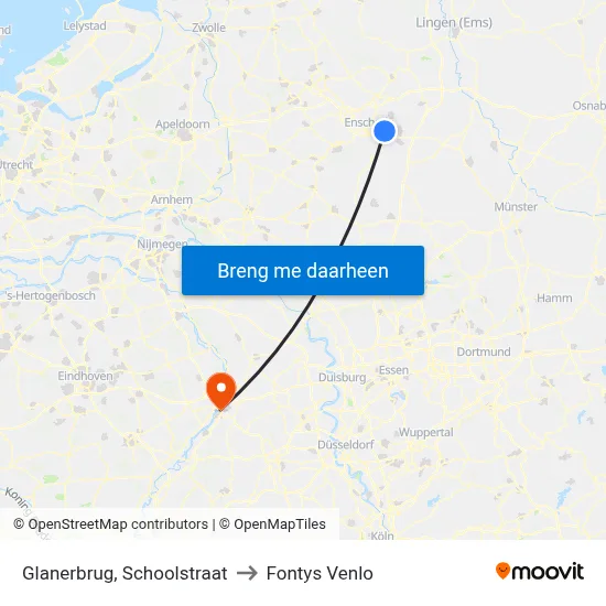 Glanerbrug, Schoolstraat to Fontys Venlo map