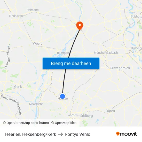 Heerlen, Heksenberg/Kerk to Fontys Venlo map