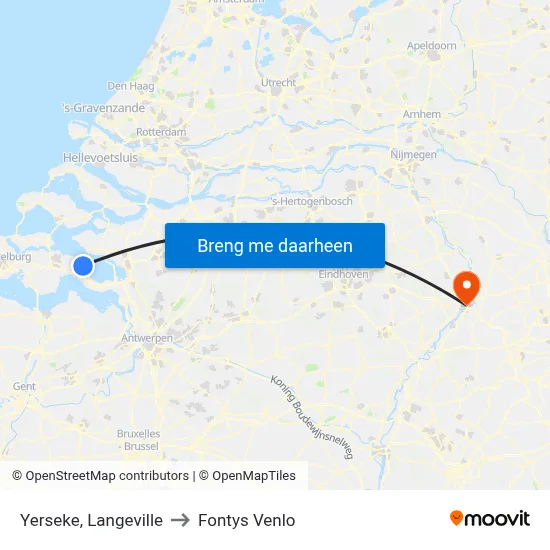 Yerseke, Langeville to Fontys Venlo map