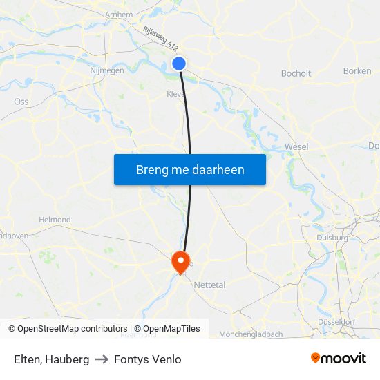 Elten, Hauberg to Fontys Venlo map