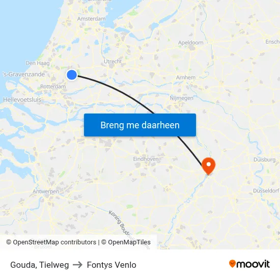 Gouda, Tielweg to Fontys Venlo map