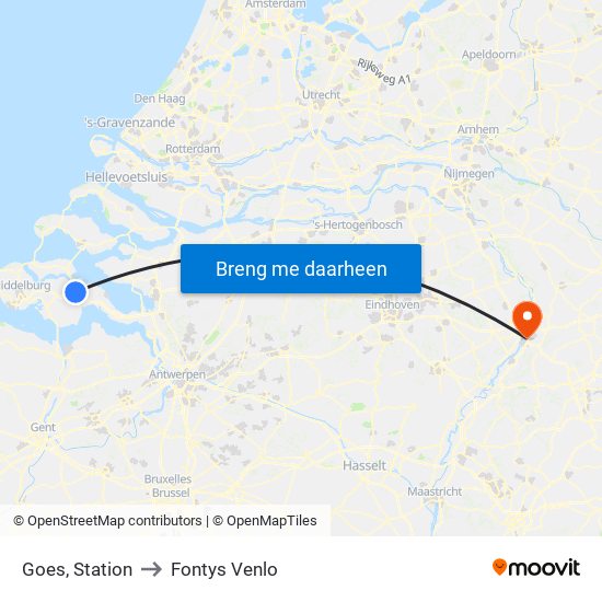 Goes, Station to Fontys Venlo map